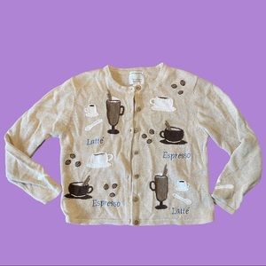 Hand embroidered Christopher&Banks Coffee cardigan